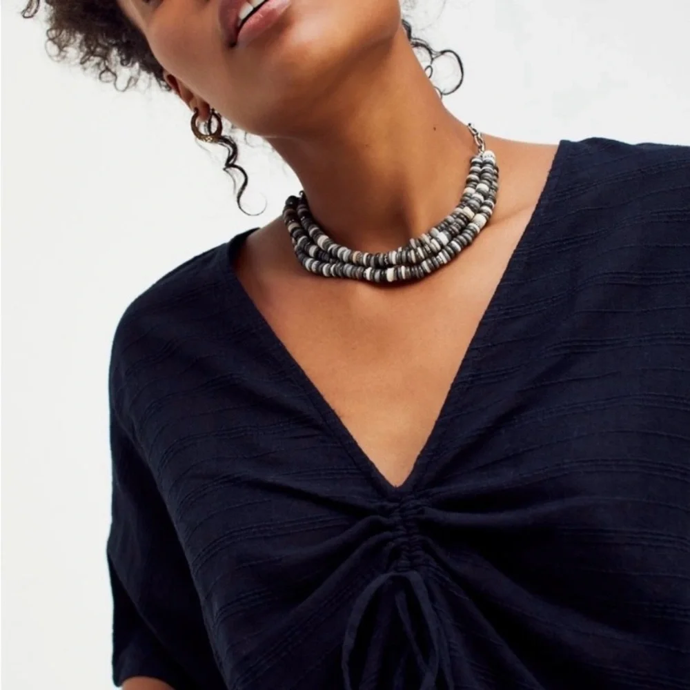 Free People Riviera Kaftan Black Tunic Top